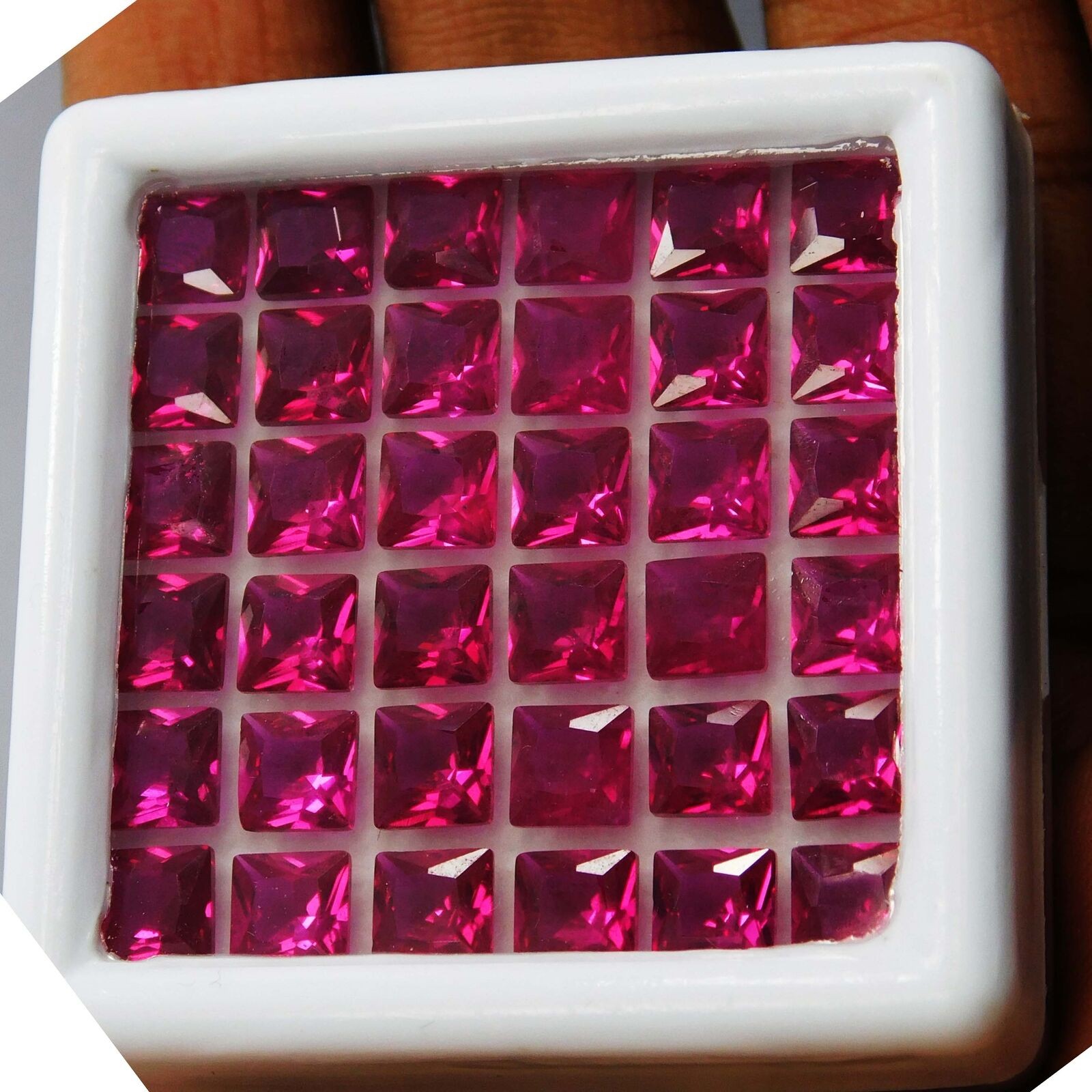 50 PCS Natural Red RUBY Loose Gemstone Lot CERTIFIED Ring Size Square Shape