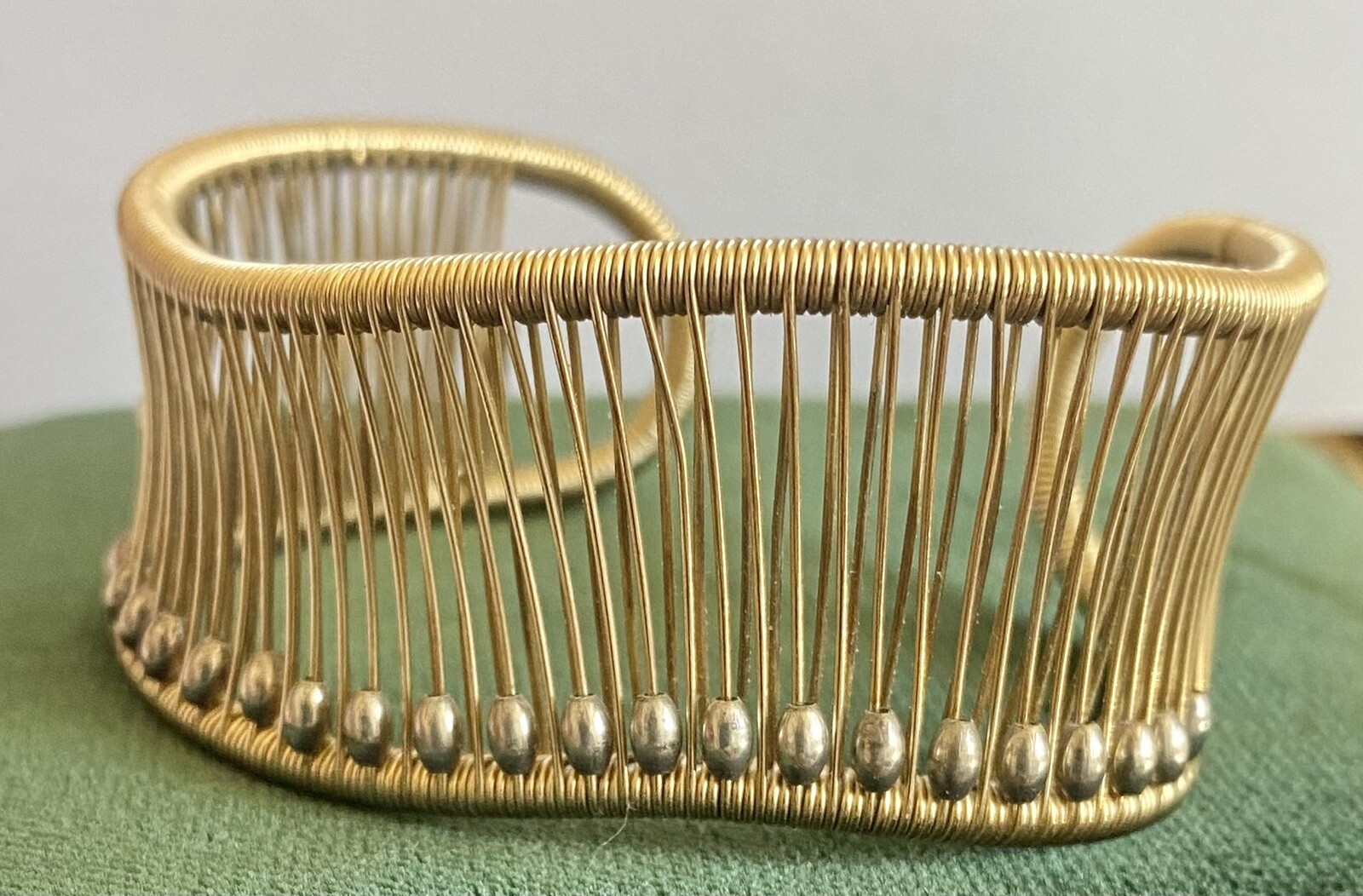 Tana Acton Gold Filled Wire Artisan Bracelet Jewelry! Sterling beads! Modern!
