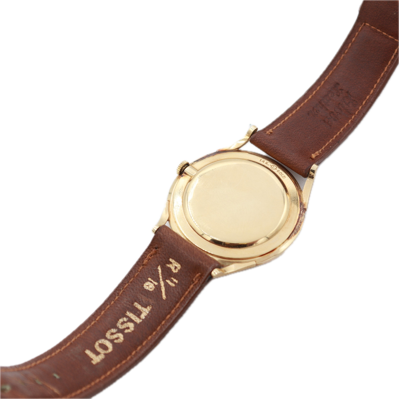 Vintage Tissot Tri Color Linen Men’s Mechanical Wristwatch 885 Swiss 14k Gold