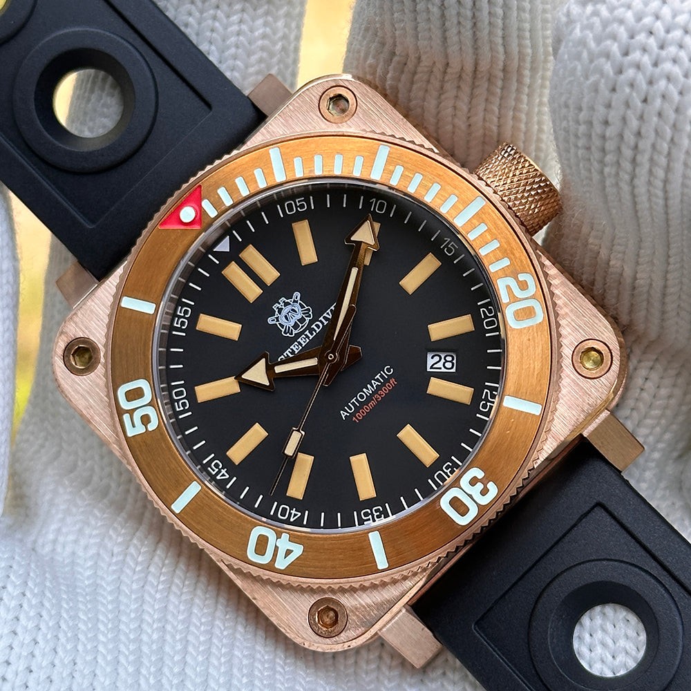 STEELDIVE SD1949S Mens Bronze 45mm Automatic Dive Watch NH35 Sapphire Steel