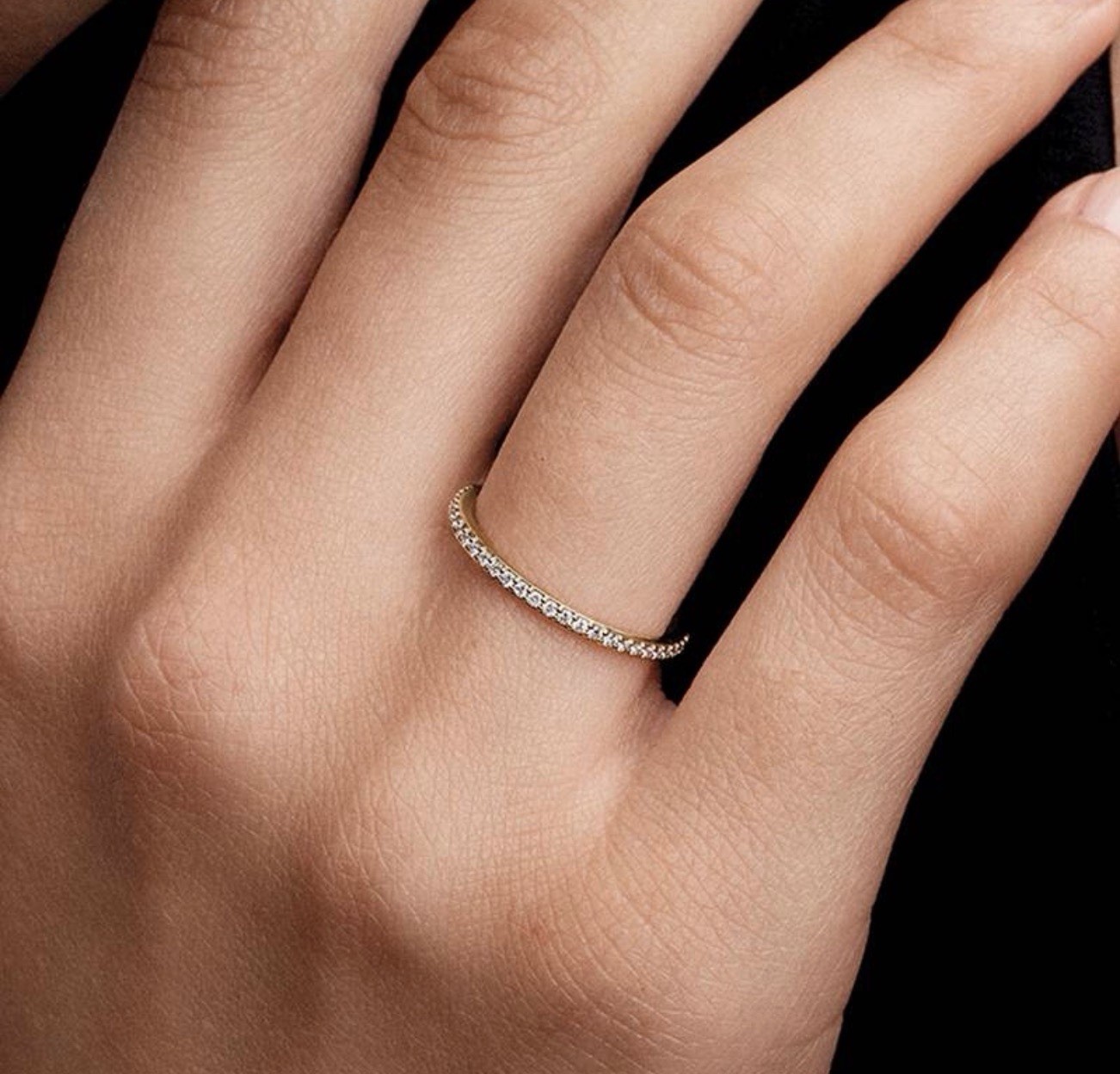 Pandora Era 14k Gold Lab-grown Diamond Half Eternity Pavé Ring 0.11 ct Size 56