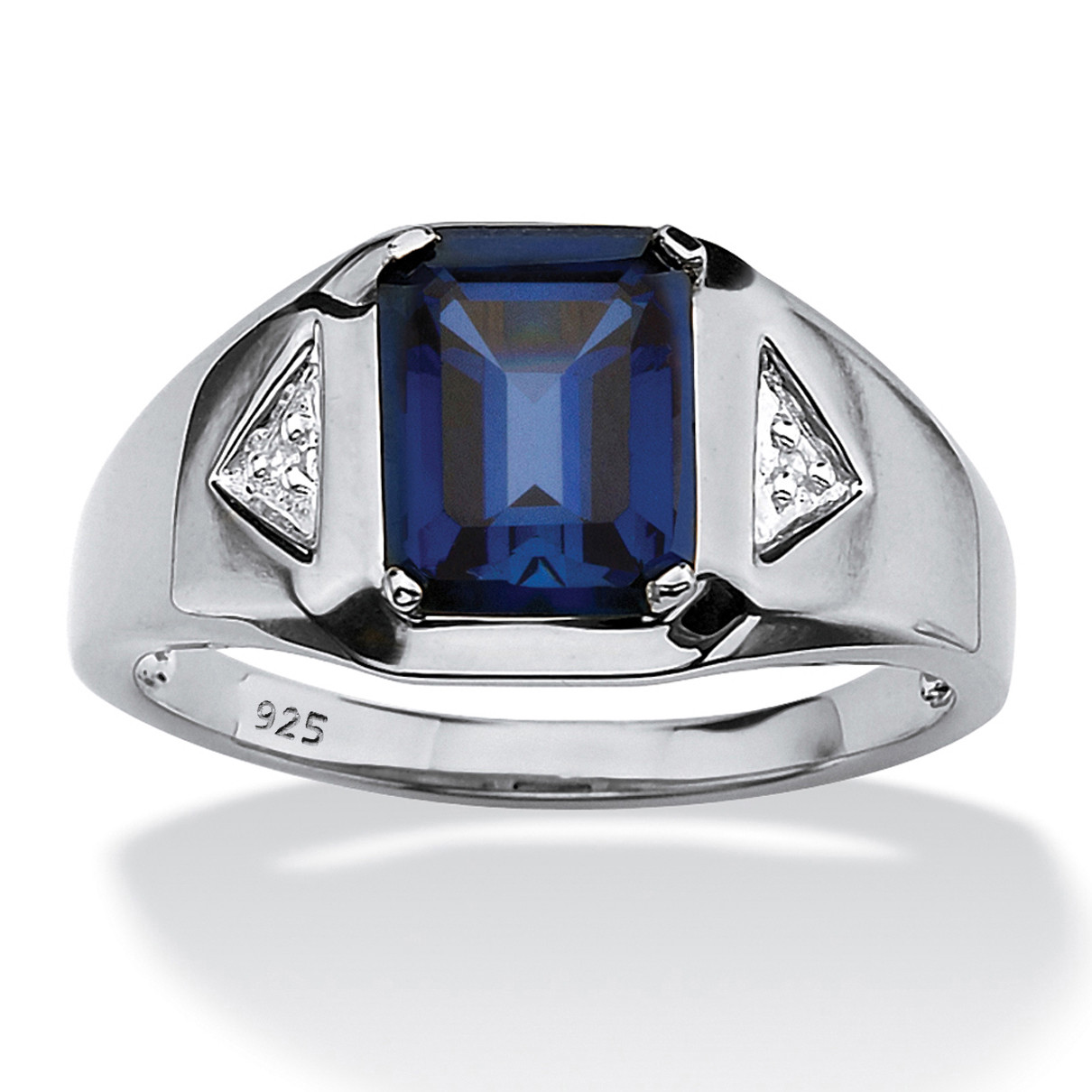Men’s 2.76 TCW Sapphire Ring in Platinum-plated Sterling Silver