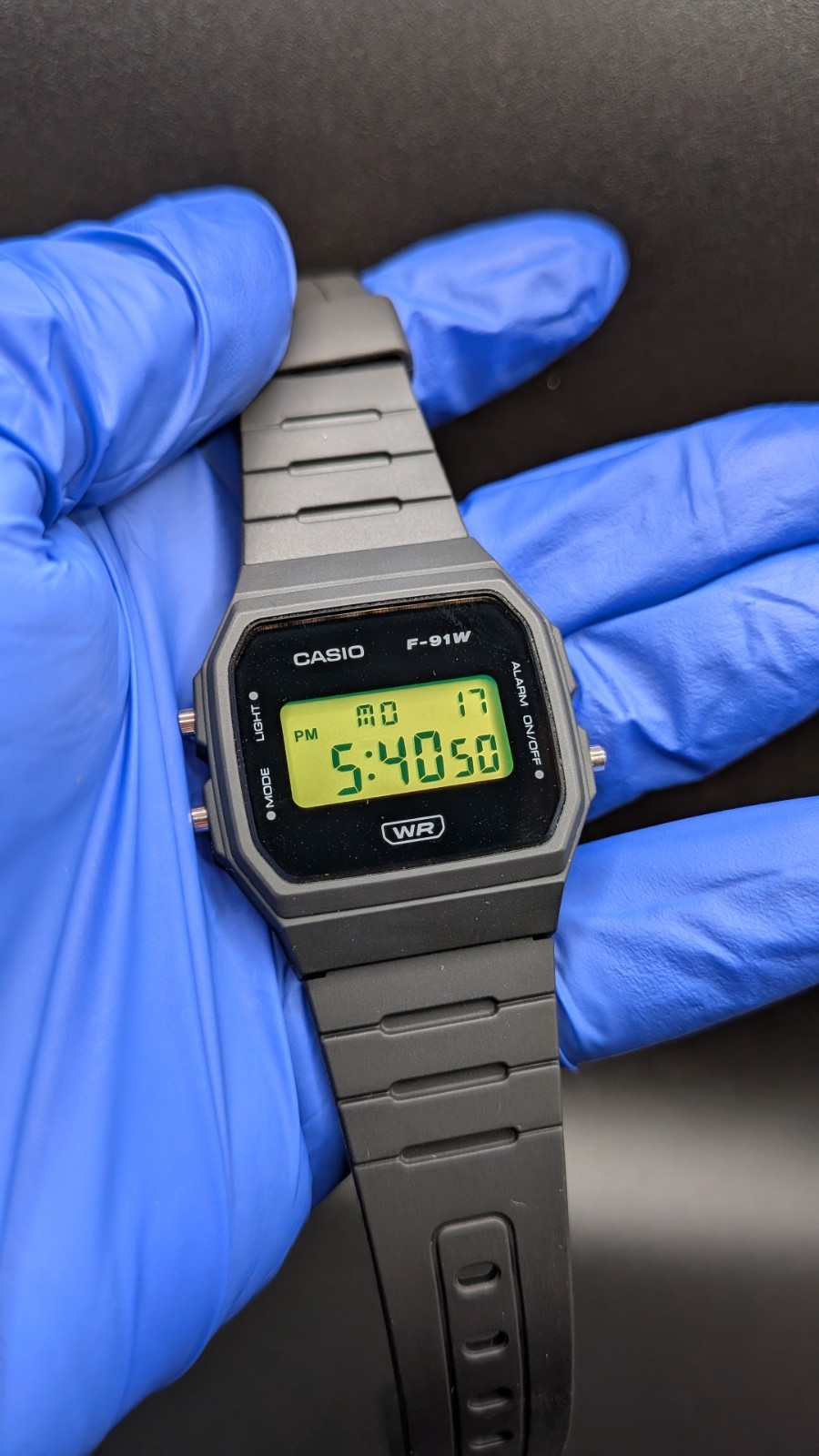 Casio F-91W Stealth Fluorescent Green Custom Watch Digital Cyberpunk Tactical