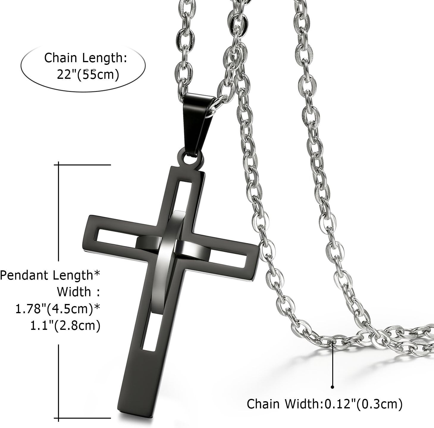 Unique Stainless Steel Cross Necklace with Free Chain – Ideal Gift for All Ages