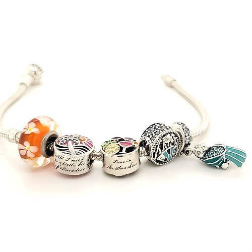 Pandora 925 assorted Summer Beach Dangle slide bead enamel glass charms NEW