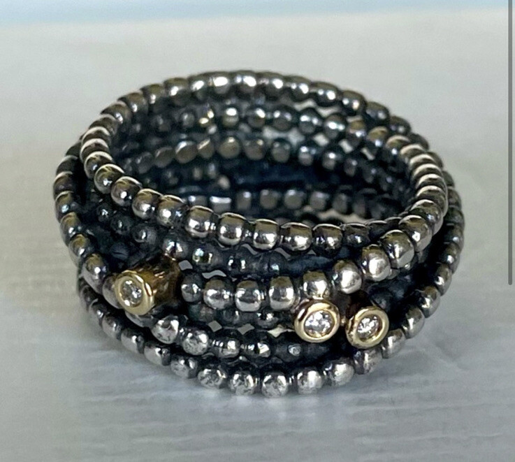 Pandora Sterling Silver Entangled Beauty Ring Diamonds, 14k Gold Size 5