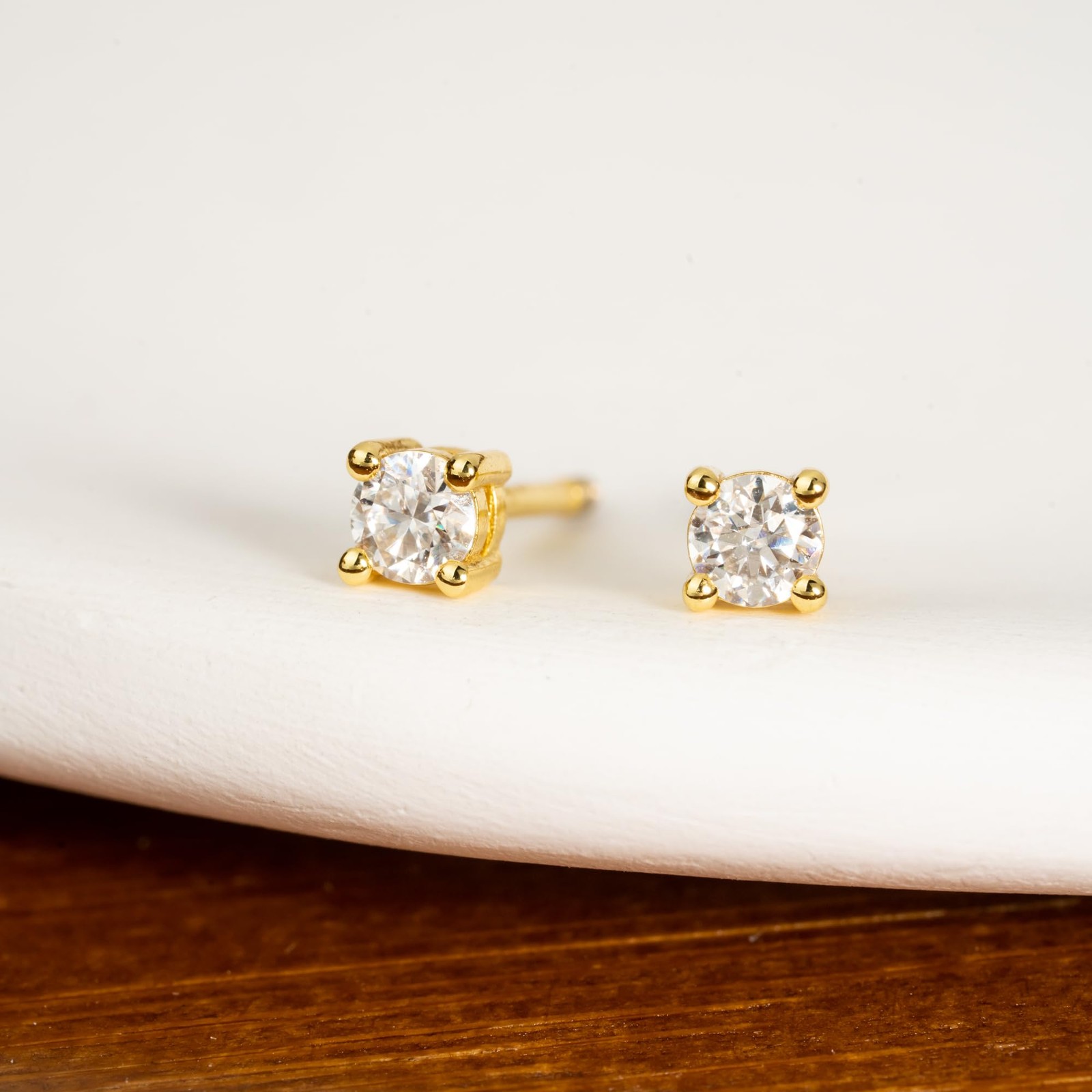 14K Gold Plated 925 Sterling Silver Moissanite Stud Flat Back Earrings for Wo…