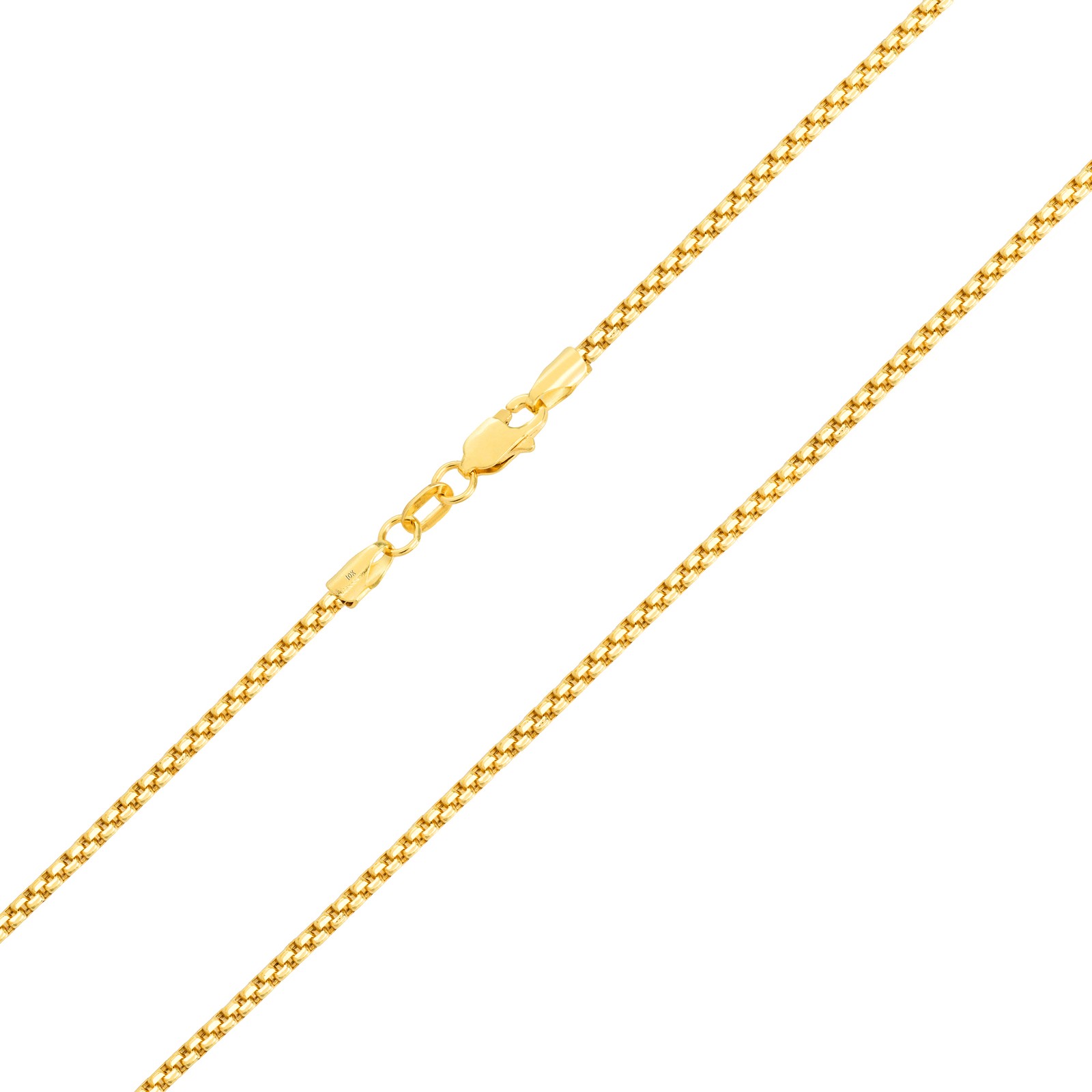 10K Yellow Gold 1.5mm Venetian Round Box Chain Link Necklace Mens Women 16″- 24″