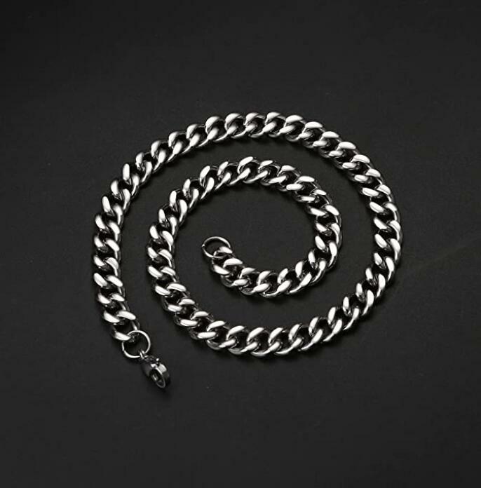 Polished Silver Stainless Steel Mens Women Boy Necklace Curb Link Chain 9mm 24”