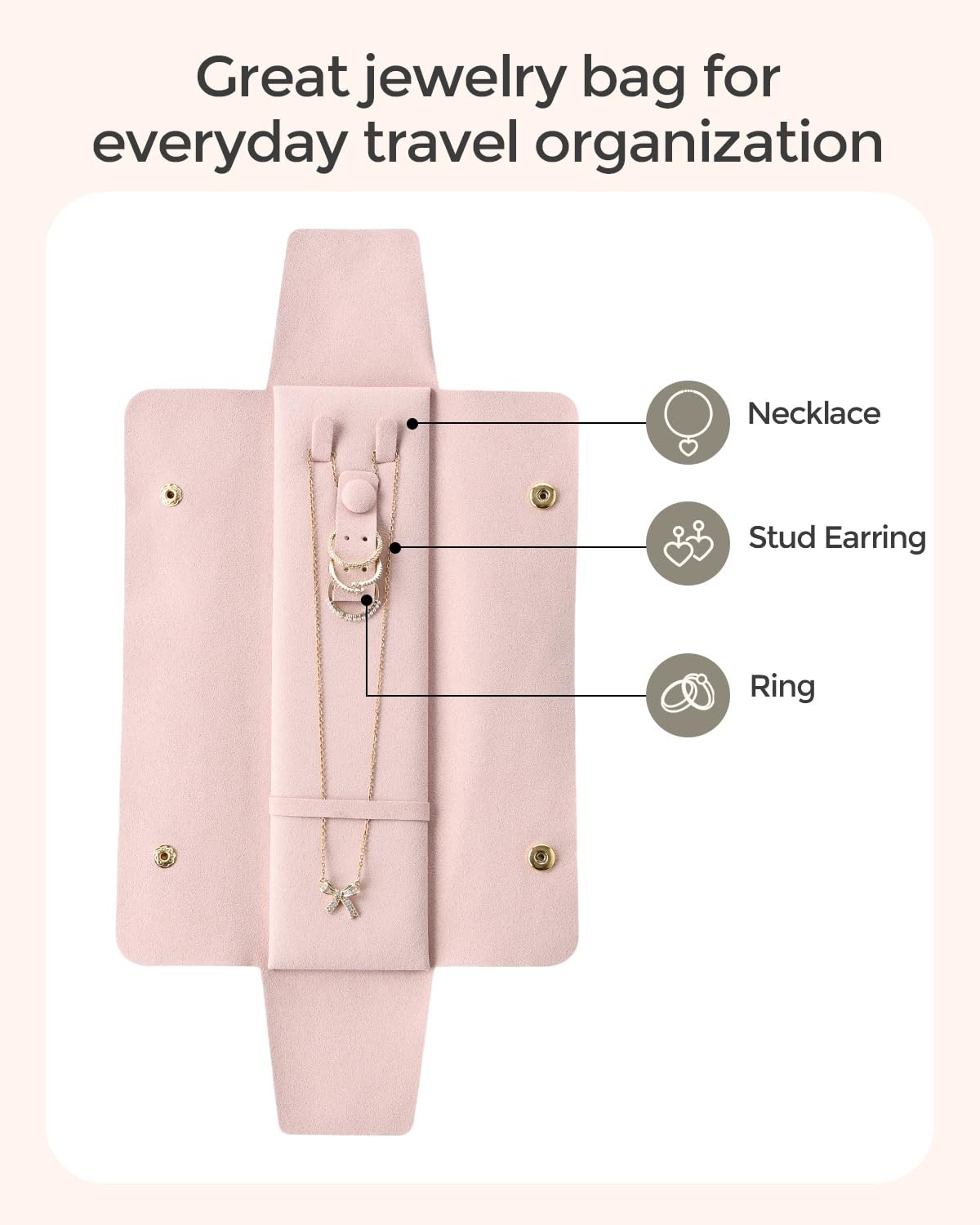 6 Pcs Velvet Travel Jewelry Roll Bag Organizer for Necklaces, Rings, Earrings…
