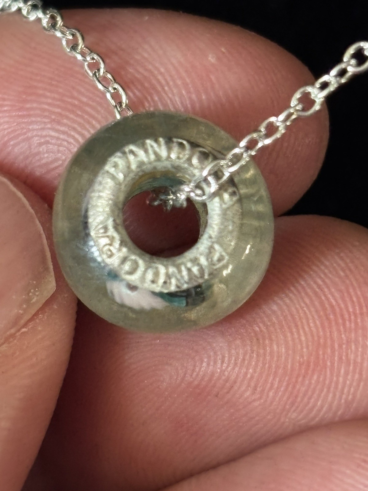 Pandora ALE 925 Sterling Silver Murano Glass Charm Necklace Blue Swirl Gift