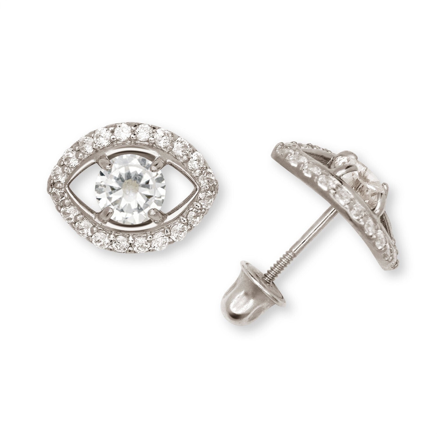 14k Yellow/White CZ Stud Earrings Screwback