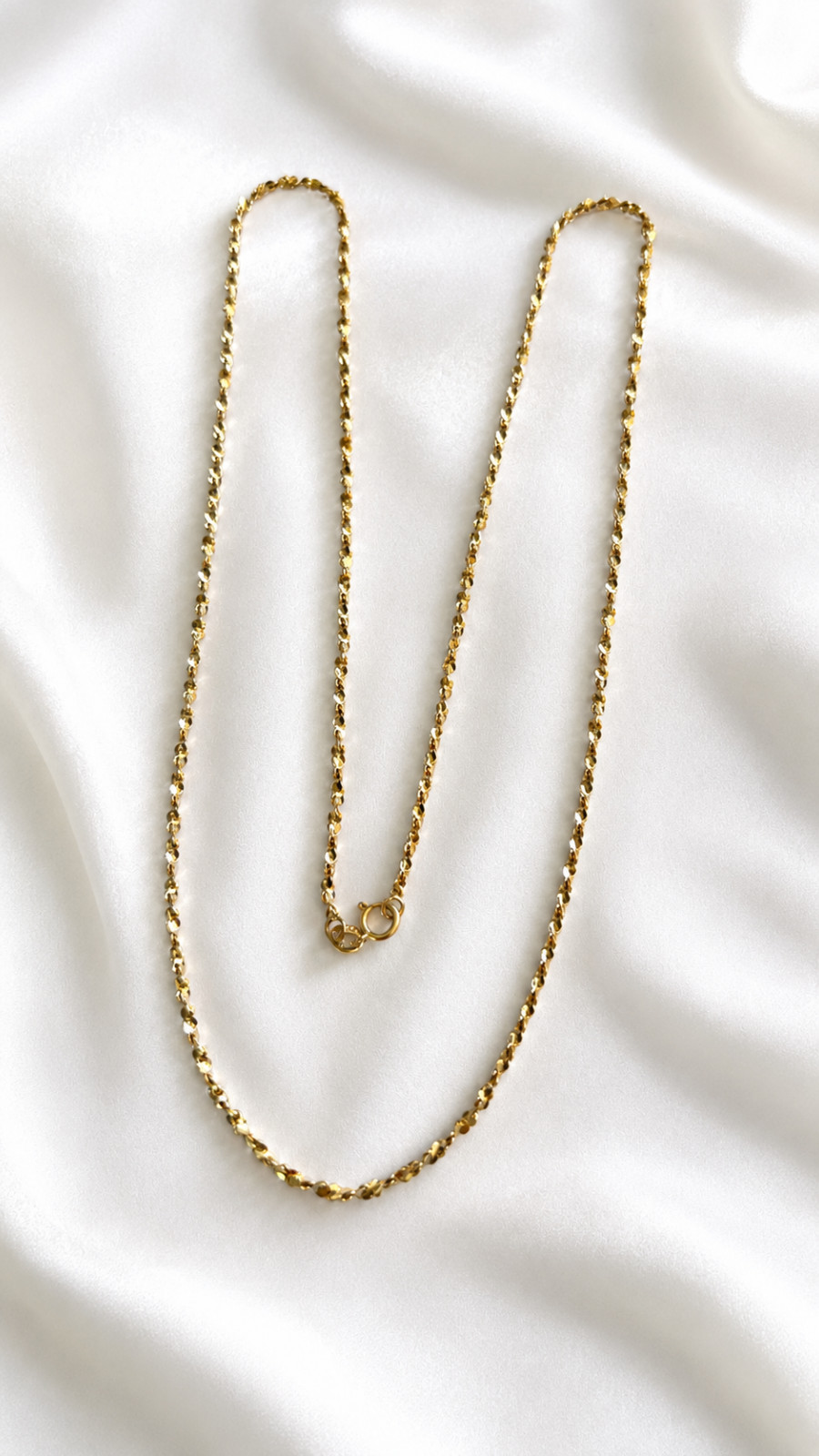 14K Yellow Gold 2mm Diamond Cut Sparkle Mirror Chain Necklace 24” 6.88g 2mm