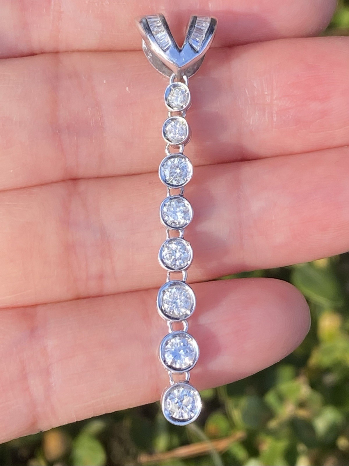 1.00CTW 100% Natural Round Diamond Drop Platinum Pendant