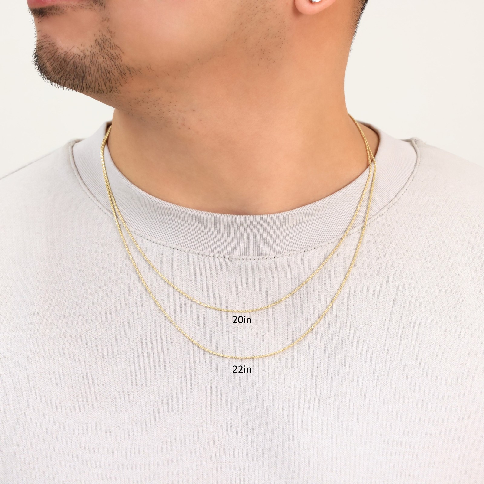 10K Yellow Gold Solid 1mm Diamond Cut Rope Chain Pendant Link Necklace 16″-24″