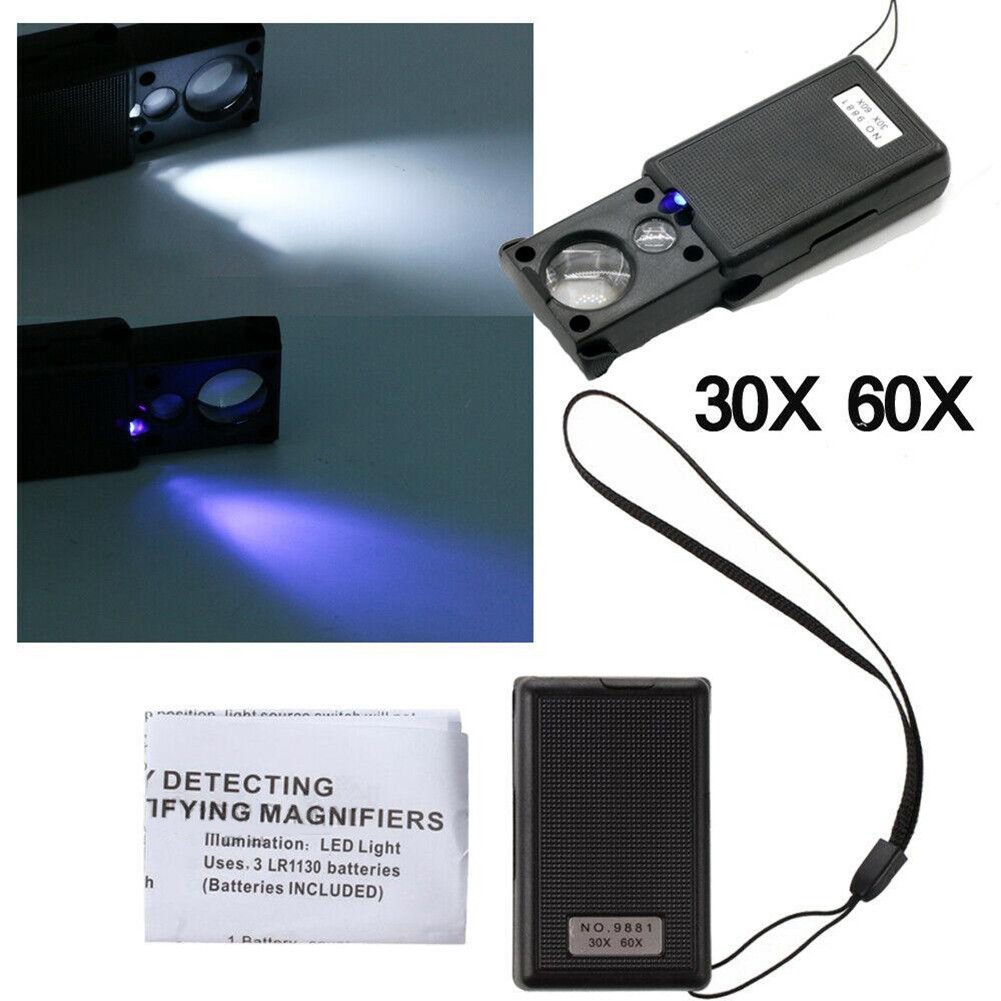Magnifying Glass Jewelry DIY Magnifier LED Light Lens Portable Pull-out