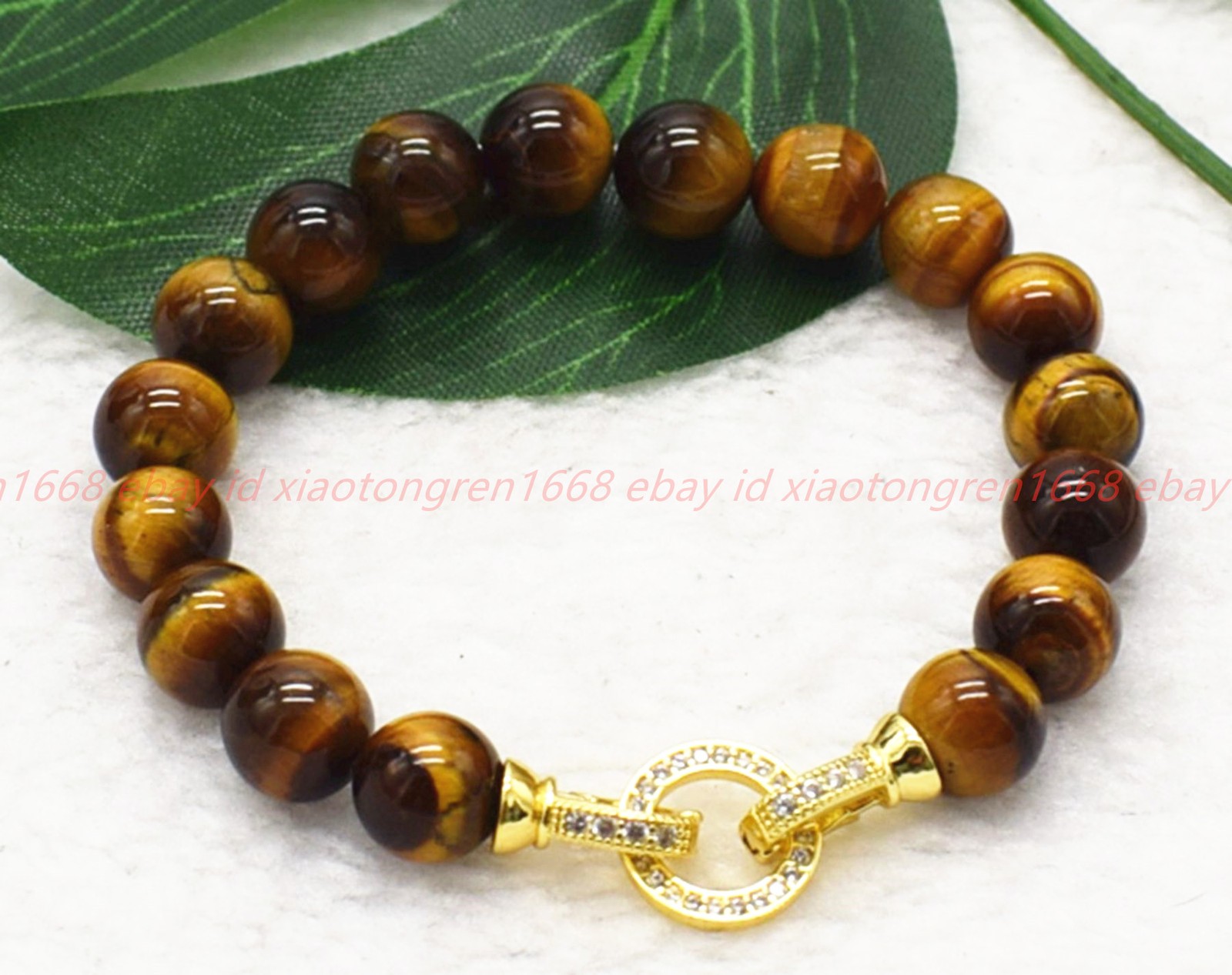 Natural Pretty 8/10/12mm Yellow Tiger’s Eye Gemstone Round Beads Bracelet 7-9in
