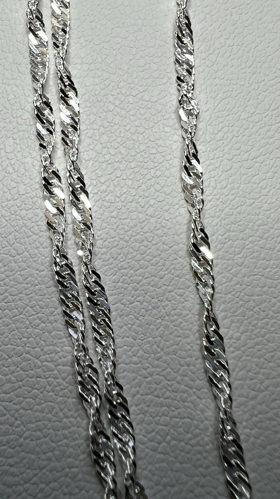 925 Sterling Silver Italy Singapore Chain Necklace Spring Ring Clasp Signed 18”