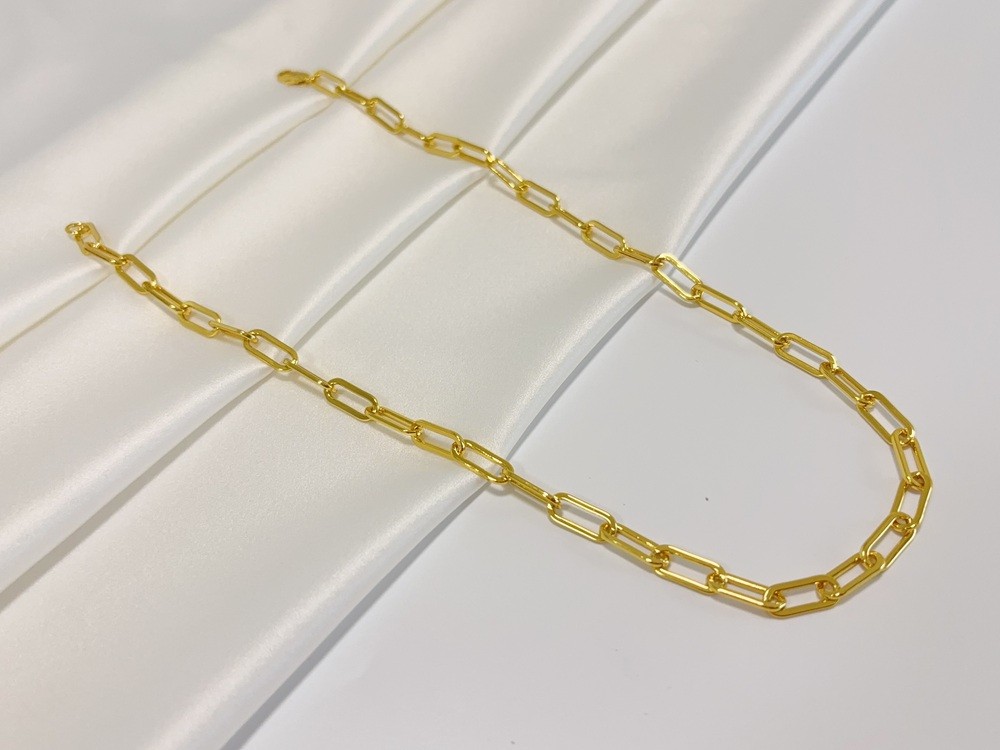 18k Yellow Gold 7mm Paperclip Chain Dainty Link Necklace Womens Mens 22″- 28″