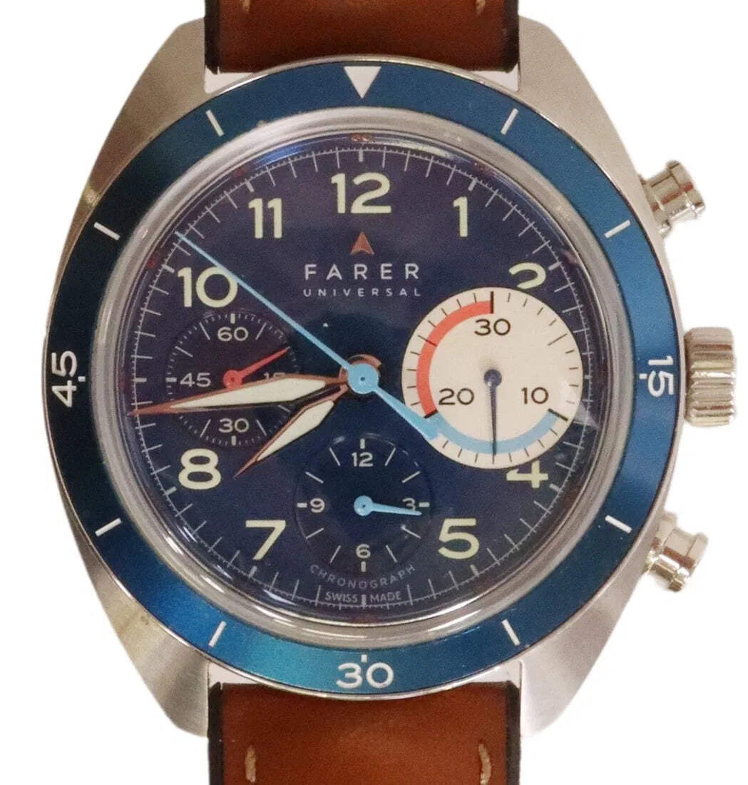 Farer Cresta Mechanical Chronograph Stainless Steel Watch – Blue Dial
