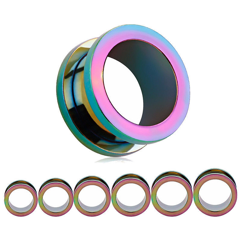 1 PAIR Stainless Steel Ear Gauges Screw Fit Ear Tunnels Plugs Earrings 12g-3/4″