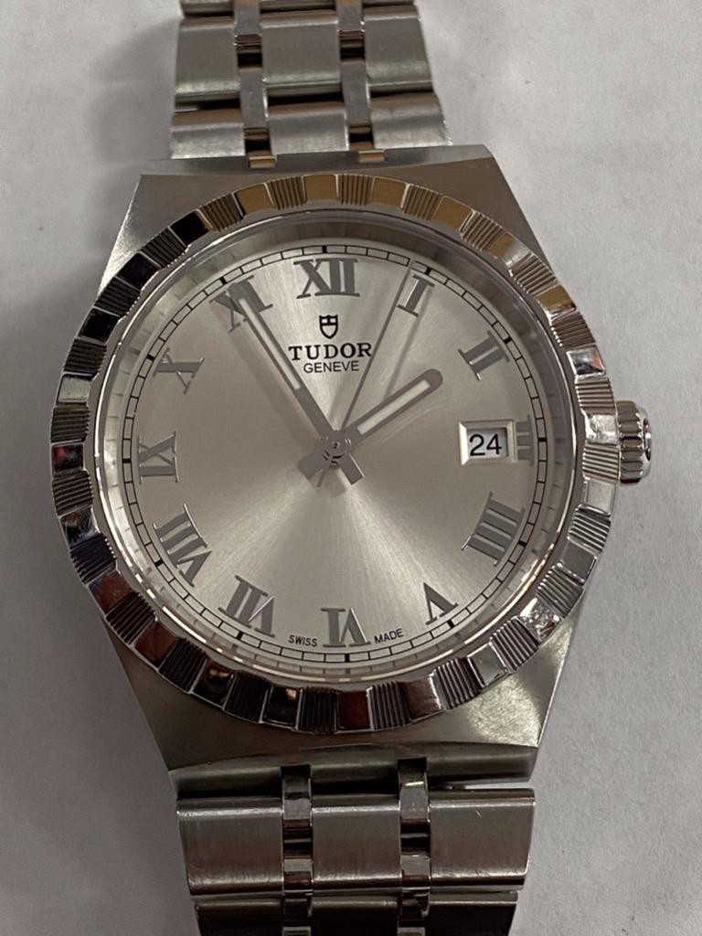 TUDOR ROYAL 28500 DATE SILVER DIAL STAINLESS STEEL 38mm AUTOMATIC WATCH.