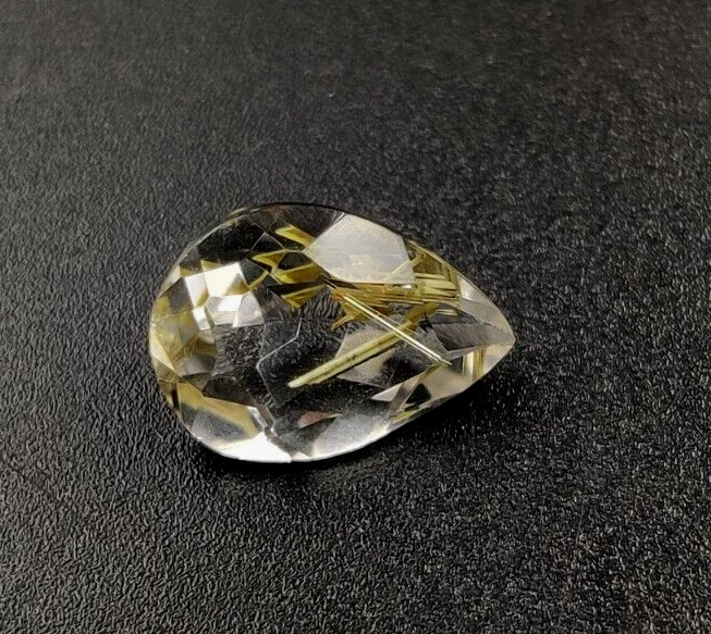 3.1 Ct Natural Rutilated Quartz Pear Shape 12X8.7X5.4mm Faceted Cut Gemstone W83
