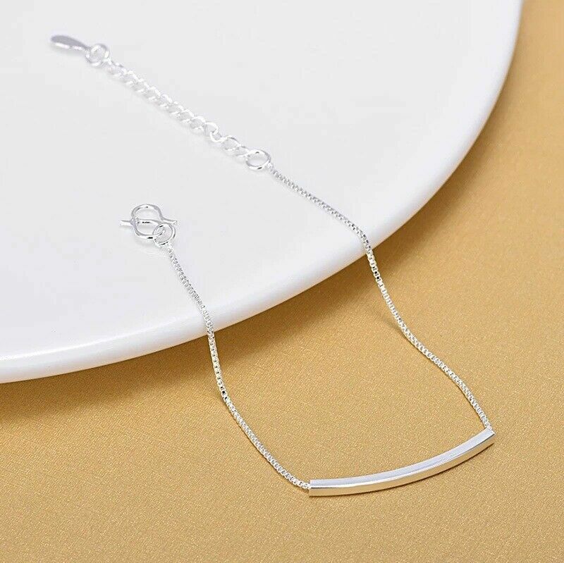 Women’s 925 Sterling Silver Horizon Bar Anklet Foot Chain Ankle Bracelet #AB65