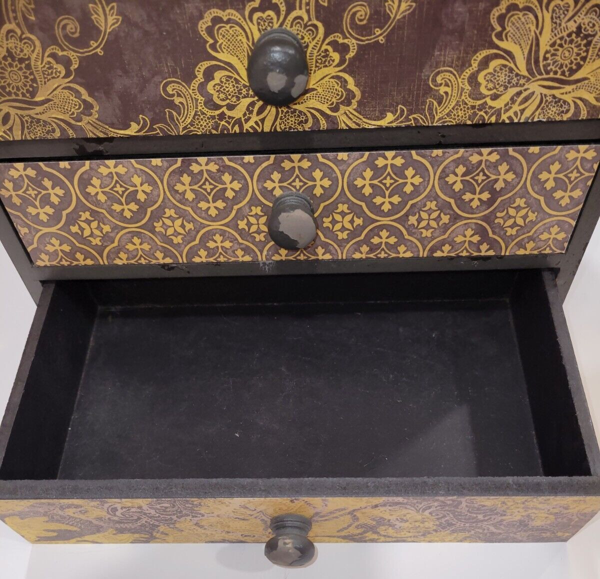 Wood 4 Drawer Mini Chest Jewelry Box Storage Chest Table / Desk Top Decor