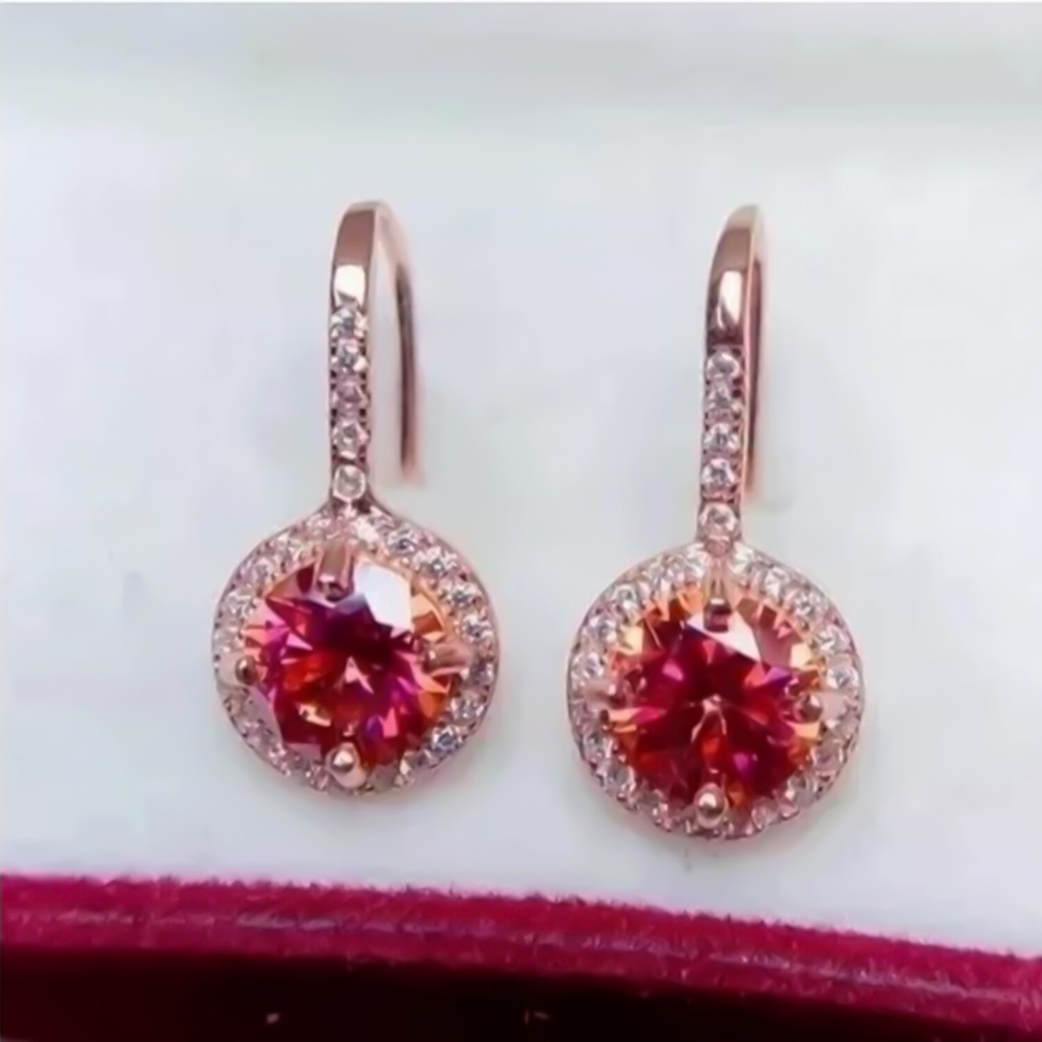 2.80 Ct Certified Pink Diamond Solitaire Earrings in 925 Silver For Anniversary