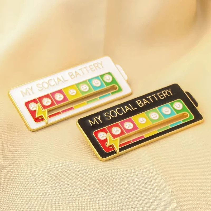 Mood Conversion Energy Brooch for Women Men My Social Battery Badge