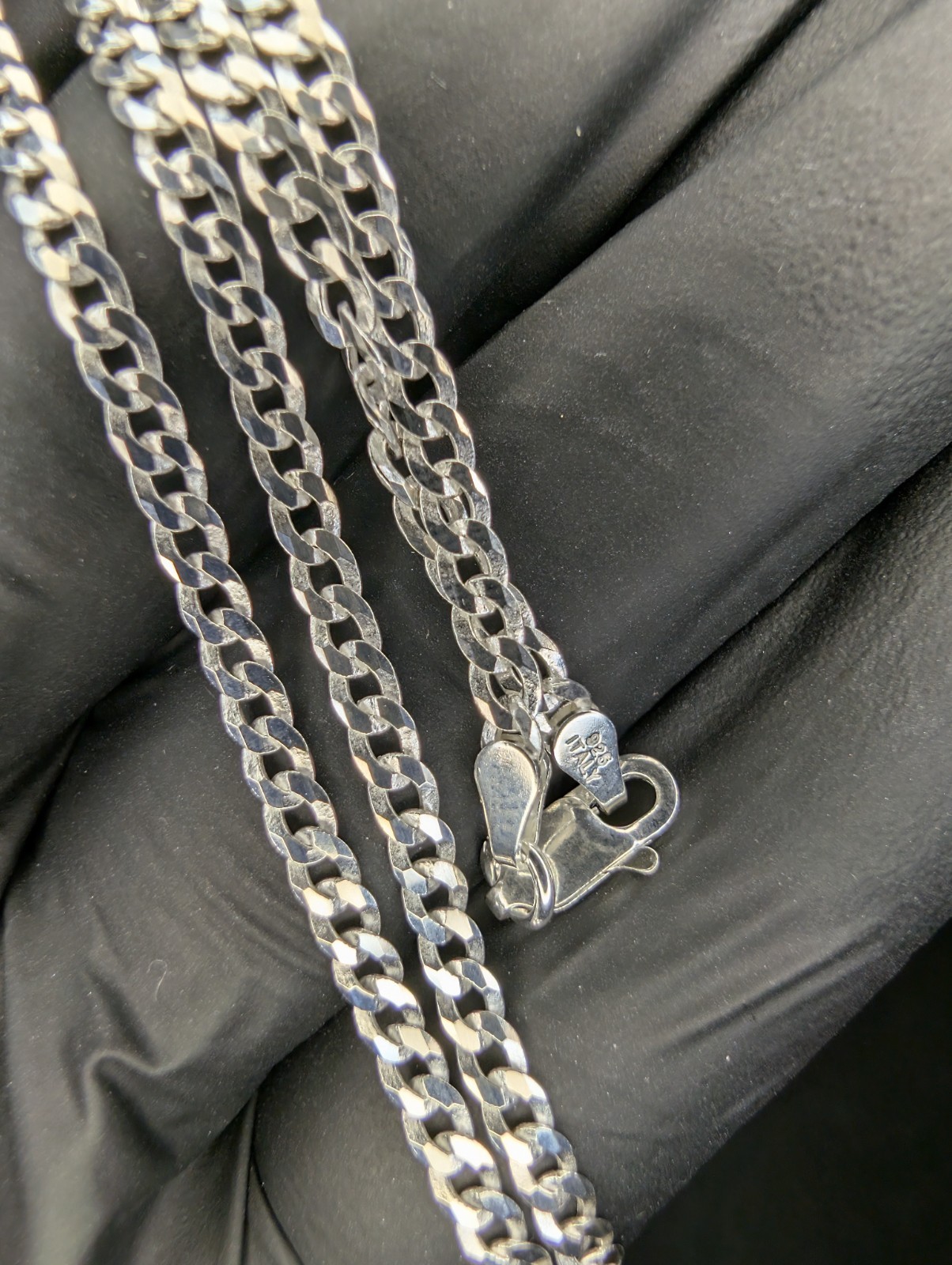 Solid 925 Italian Sterling Silver 16″ 3.0mm Flat Cuban Necklace
