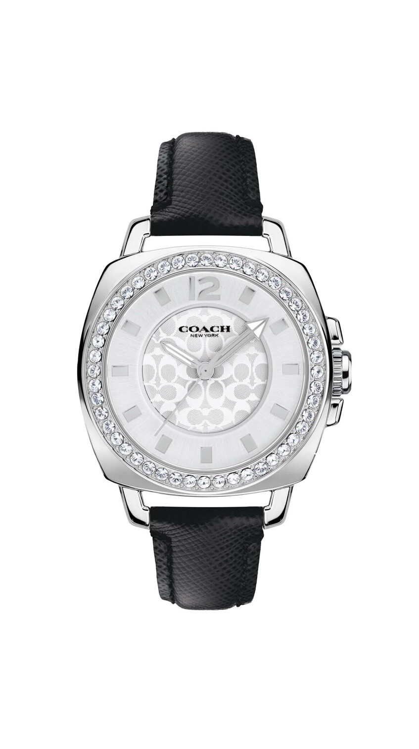 Brand New Coach Boyfriend Women’s Crystal Dial Leather Strap Watch 14503152