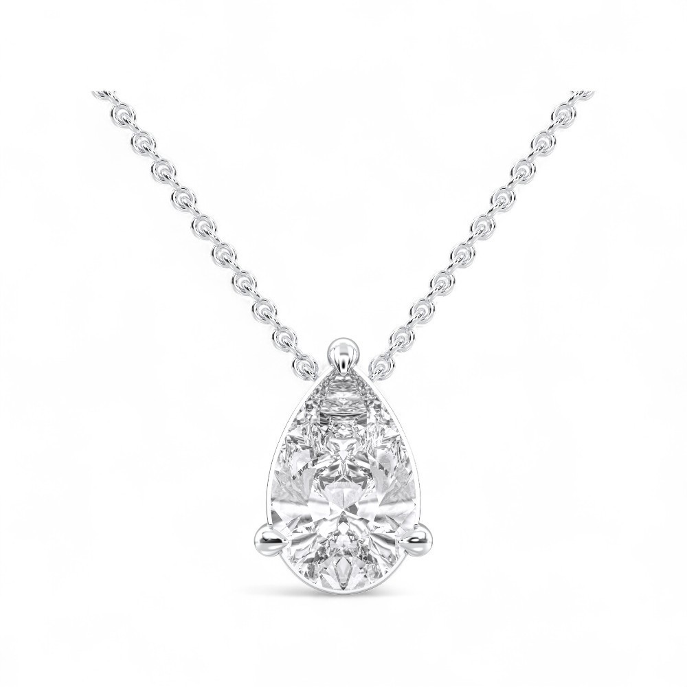 IGI Certified 1ct Pear Lab Created Grown Diamond Pendant Necklace 14k White Gold