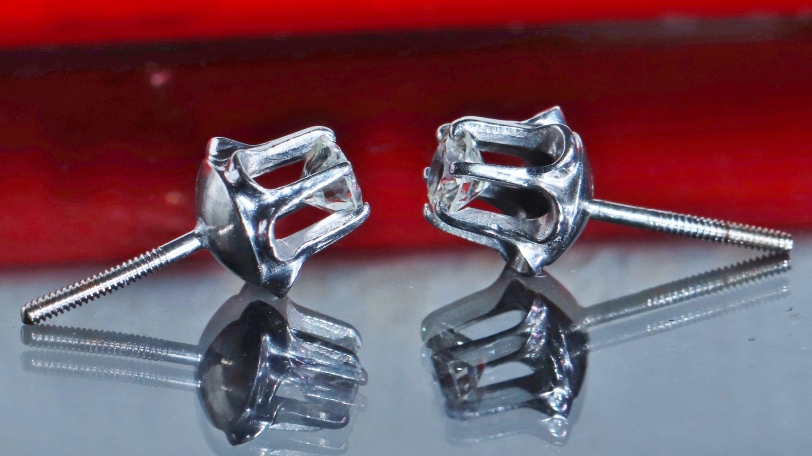 14k white gold earrings 0.50ct natural diamond screwback flower stud 1.95g N3762