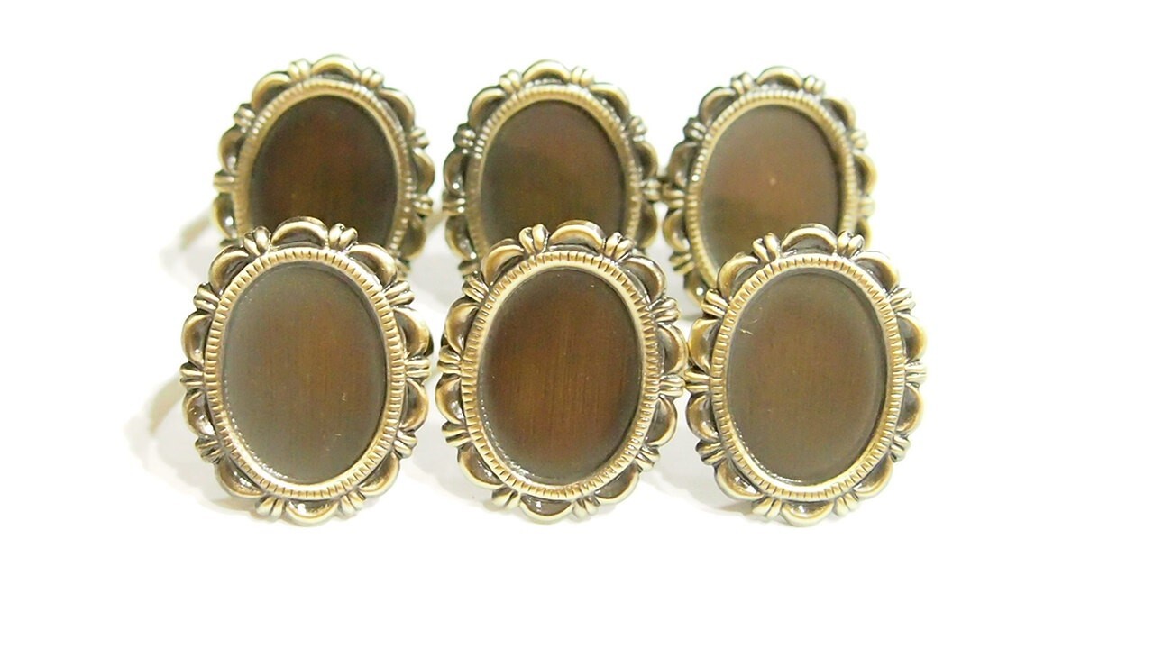 8 of 18x13mm Antique Gold Adjustable Closed Loop Scalloped Ring Settings