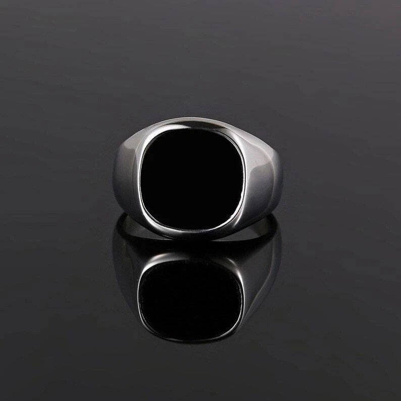 Black Onyx Signet Ring 925 Sterling Silver Ring Pinky Signet Ring Men Gift