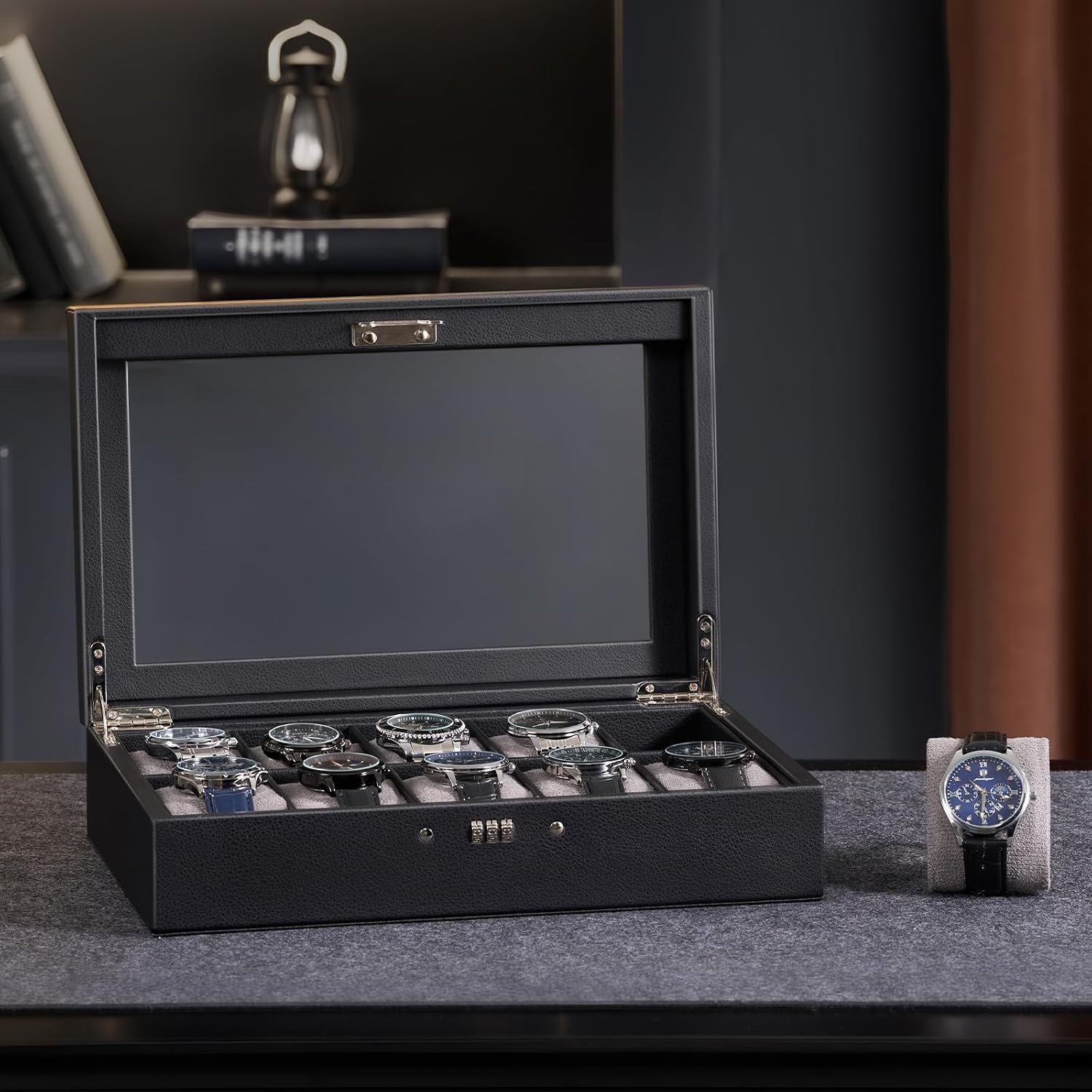 Sleek 10-Slot Watch Collector Case with Soft Pillows – Perfect Gift for Him
