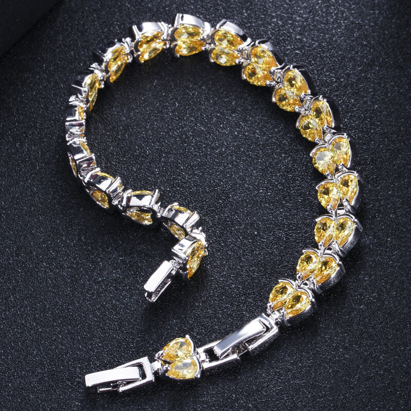 Silver Plated Cubic Zirconia Red Two line Drop Tennis Bracelet for Women Jewelry