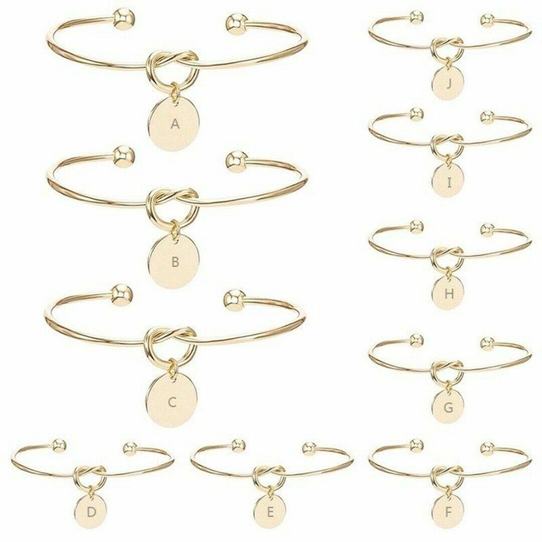 Personalized Bracelet Initial Knot Monogram Bridesmaid Bangle 26 Letter UK Stock