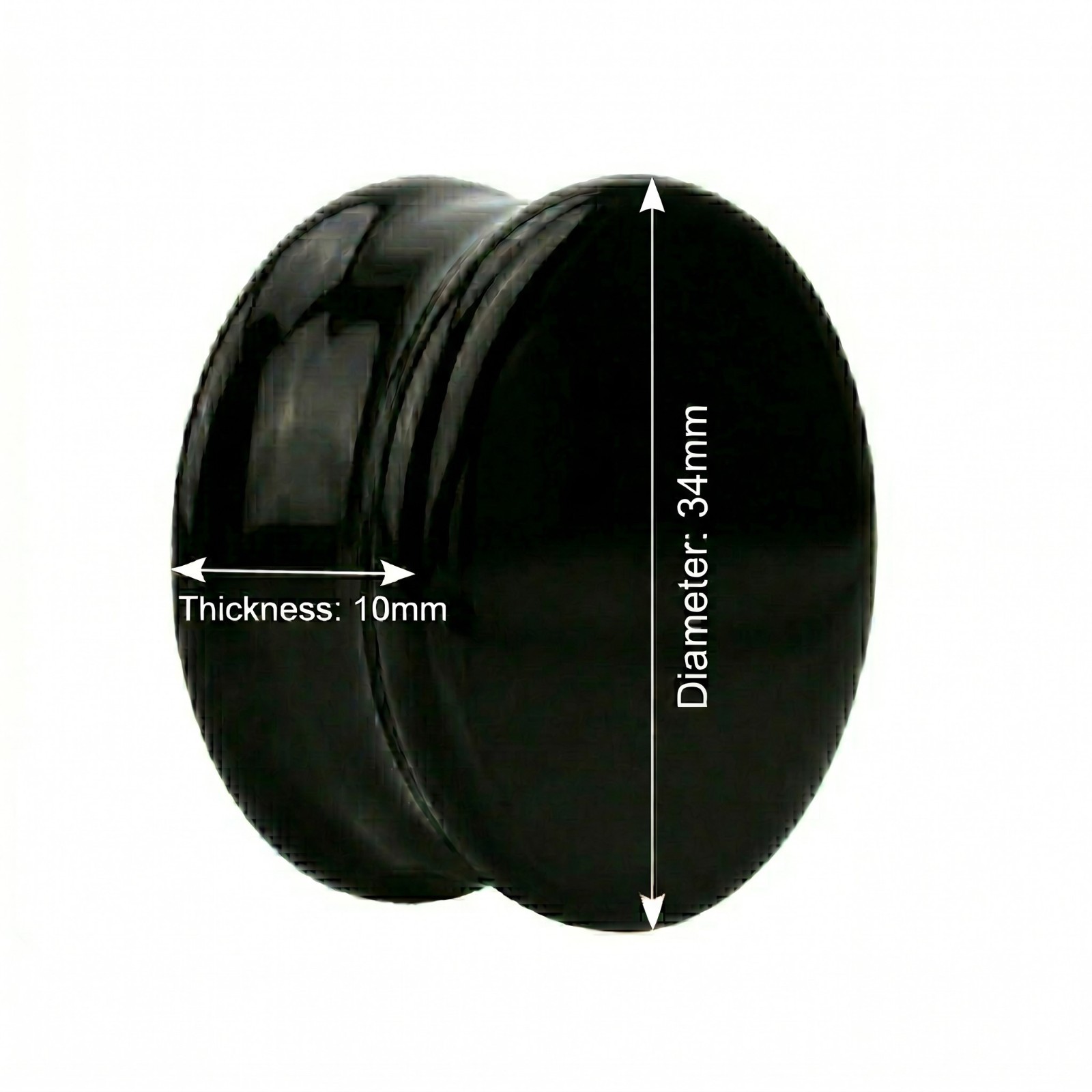 Pair Black Obsidian Stone Double Flared Plug Gauges 28,30,32,34 MM Expander E614