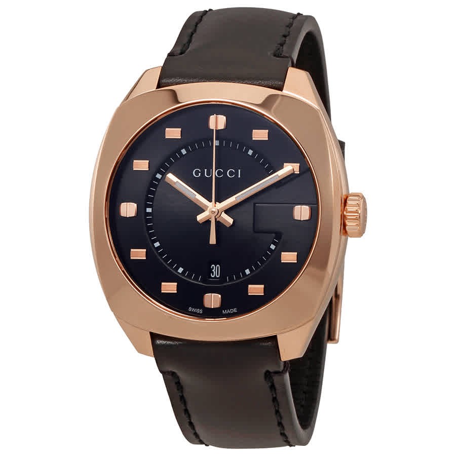 Gucci GG2570 Black Dial Rose Gold-tone Men’s Watch YA142309