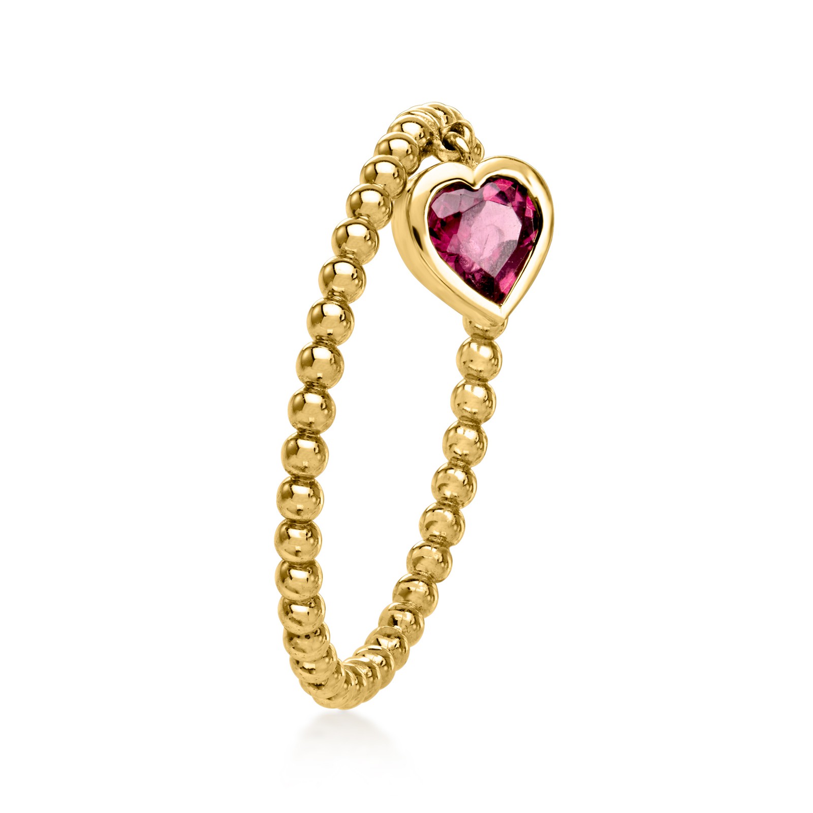 Ross-Simons 0.20 Carat Rhodolite Garnet Heart Charm Ring in 10kt Yellow Gold