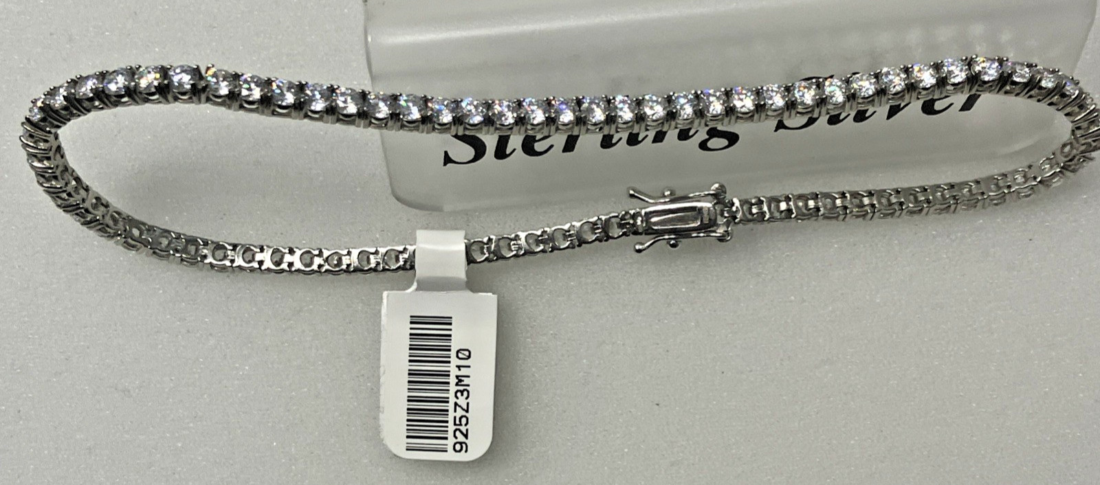 925 Sterling Silver CZ Tennis Ankle Bracelet 12.88grams 3mm 9 To 10inches NWT