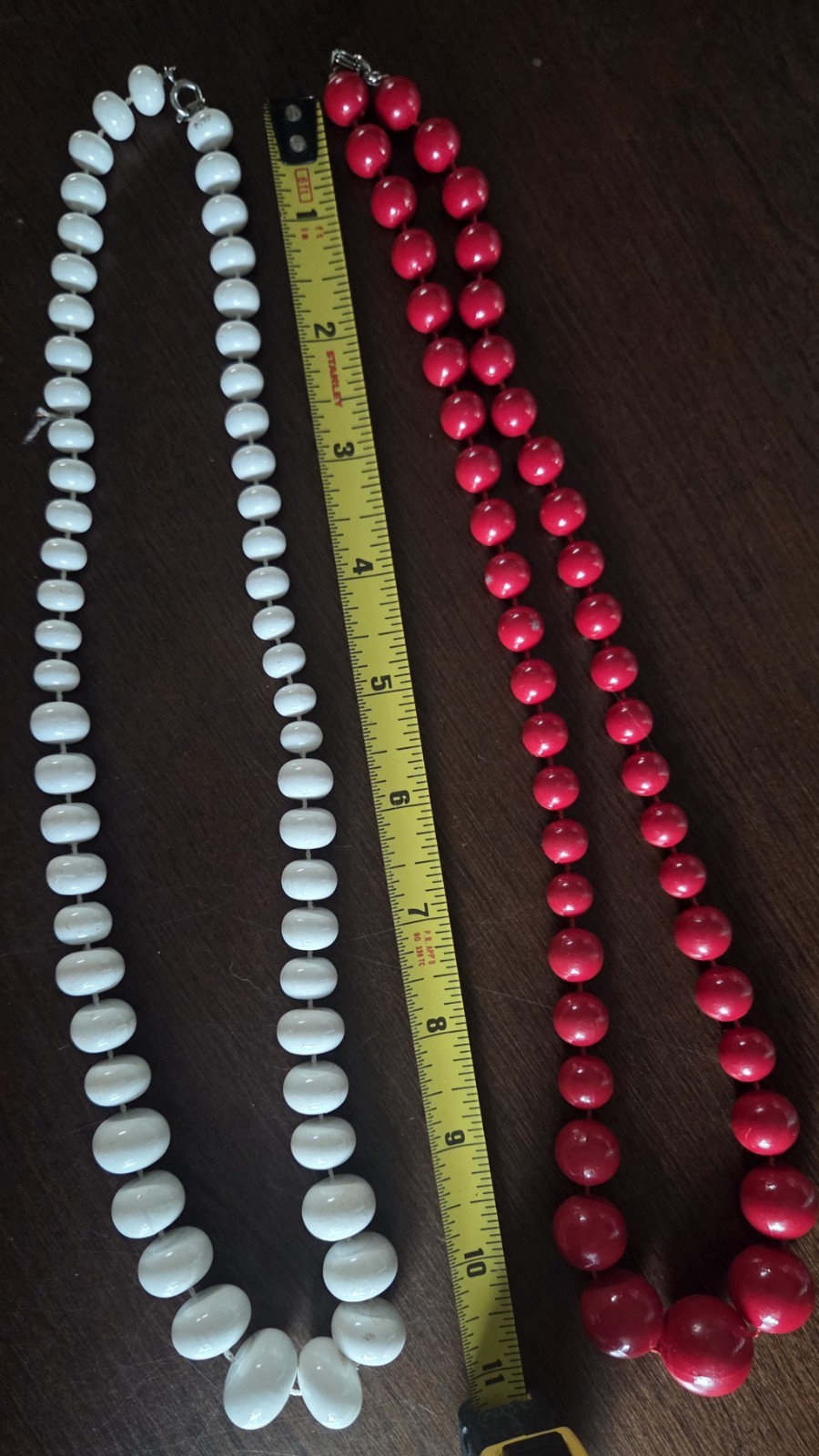 Chunky Red And White Bead Necklace Set Of 2 1960’s Style
