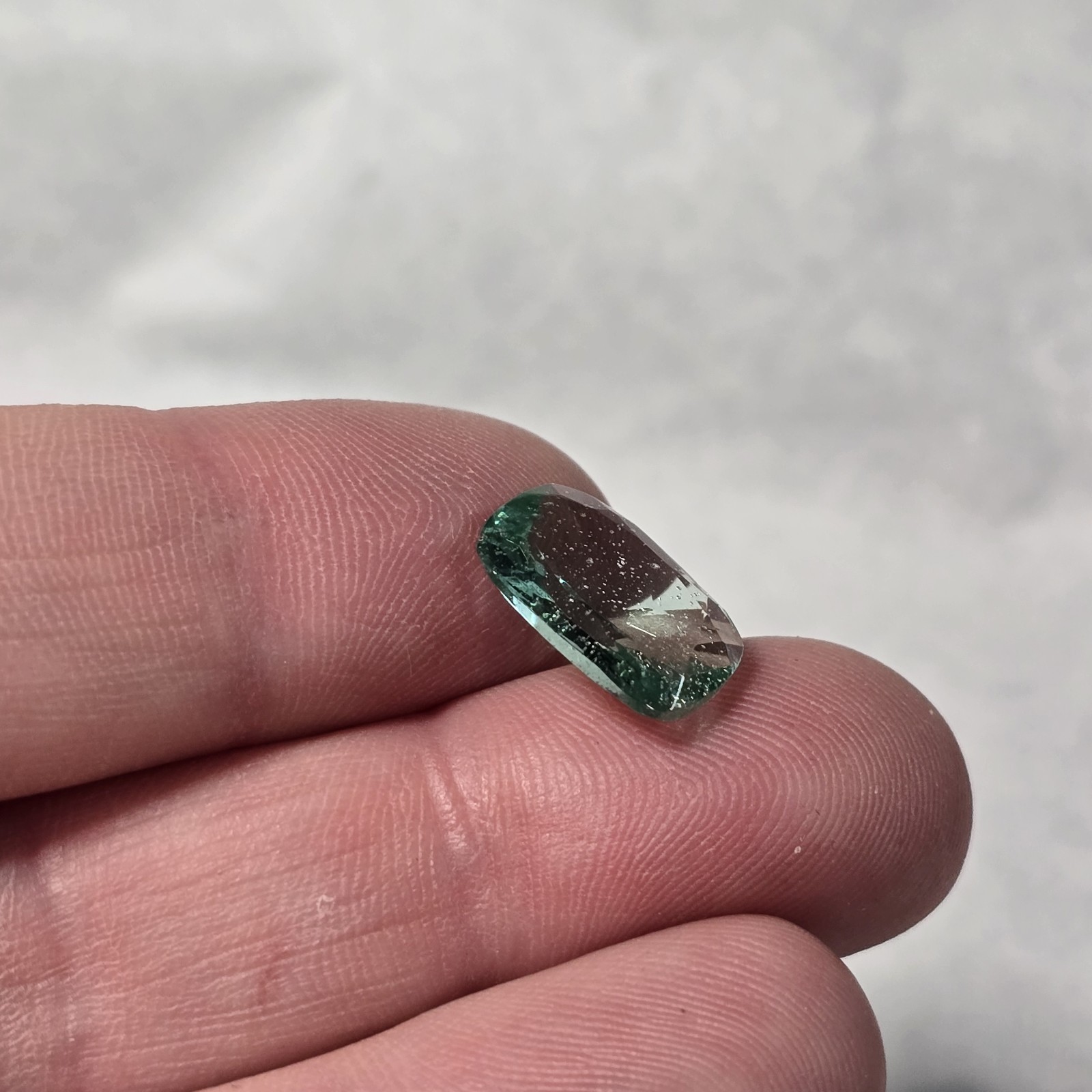 Ancient Roman Glass Cabochon Loose Rectangular Cab Jewelry Making Faceted Green