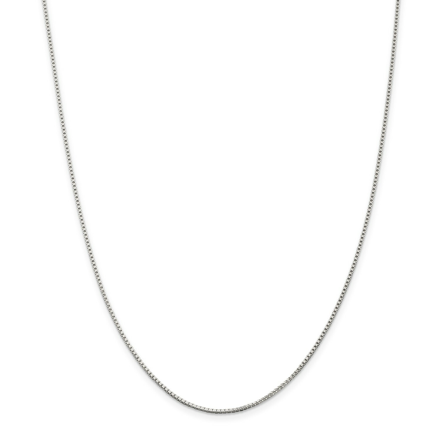 Sterling Silver Solid Polished 1.25mm Plain Box Chain w/ Lobster Clasp 16″ – 36″