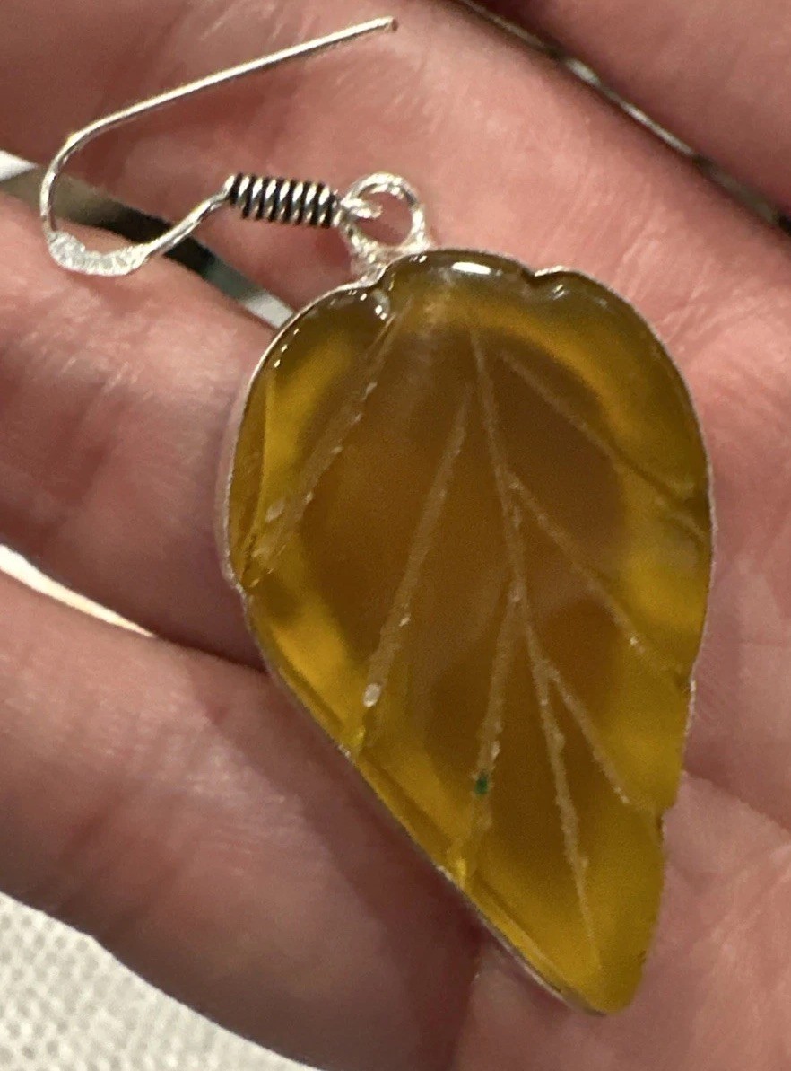 Silver Tone Simulated Gemstone Artisan Angel Wing Leaf Earrings & Pendant Lot 3