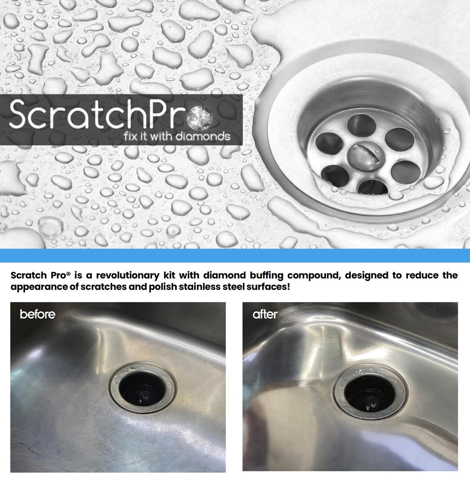 Stainless Steel Sink Scratch Repair Kit – Polishing and Restoration Tools