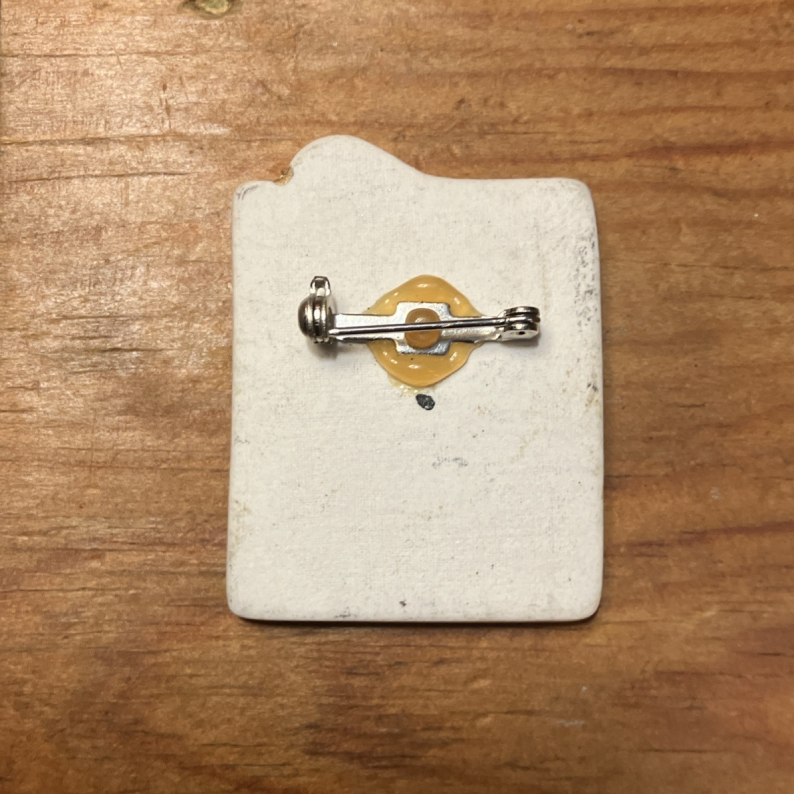Handcrafted Multicolor Ceramic Enamel Floral Rectangle Brooch Pin, No Stone
